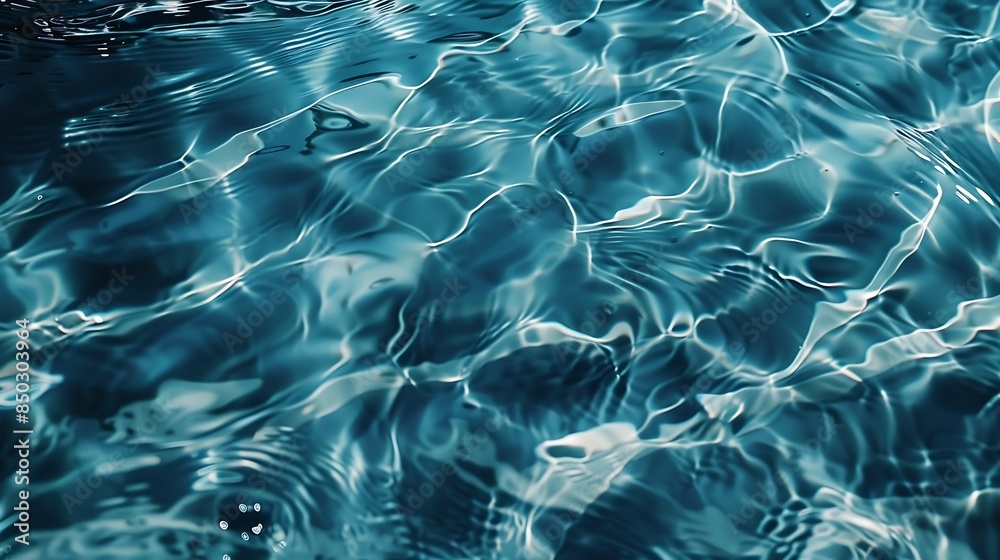 Aufkleber transparent dark blue clear water surface texture with ripples and splashes abstract summer banner b