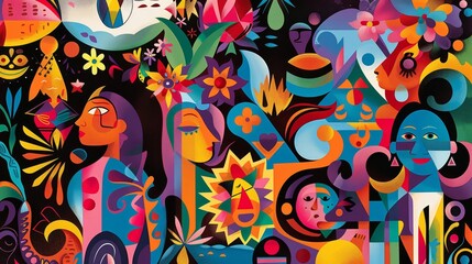 Cultural symbols and icons in dynamic Hispanic identity representation background