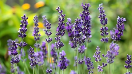 Obraz premium lavender flowers in the garden abstract background : Generative AI