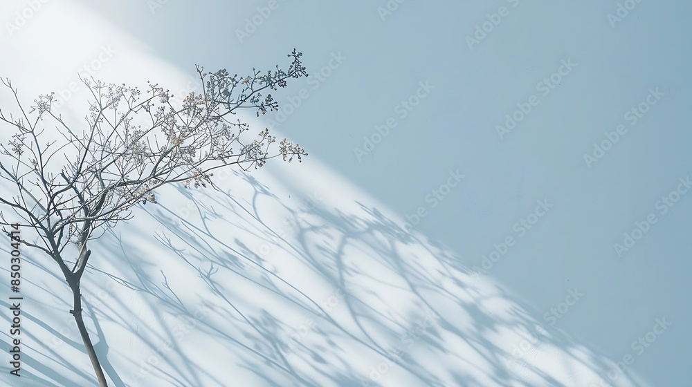 Poster minimalistic abstract gentle light blue background for product presentation with light and intricate