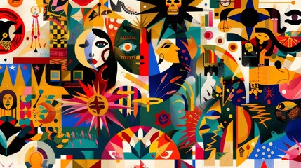 Obraz premium Vibrant composition of Hispanic identity with cultural symbols background