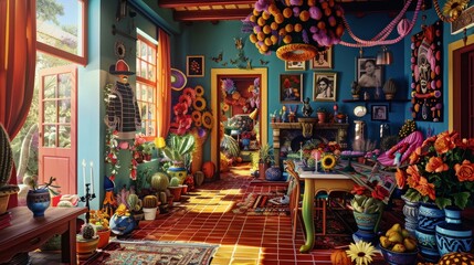 Joyful dreamscape with Hispanic Heritage Month festivities background