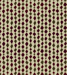 Pattern of burgundy and olive green diamonds forming vertical lines on beige background.