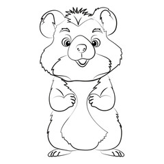 Hamster cartoon line drawing for kids
