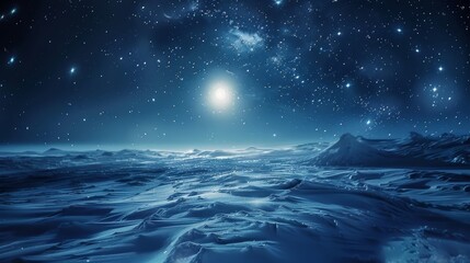 Naklejka premium Shimmering stars and moonlight in celestial winter sky background