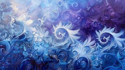 Obraz premium Intricate frost designs create abstract winter tranquility background
