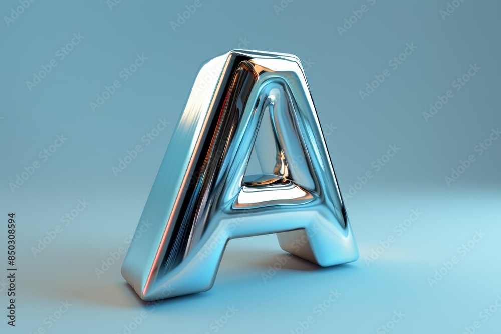 Fototapete a stylish 3d icon of the letter a designed with a metallic texture and a futuristic look great for t