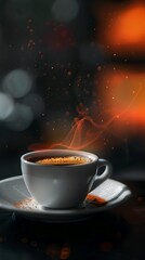 Fototapeta premium A Cup of Coffee on a Saucer on a Table