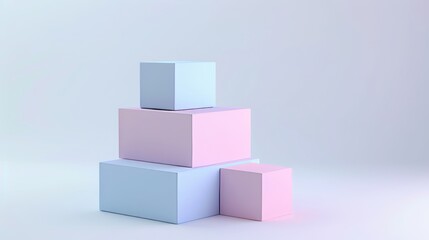 Obraz premium Square Platforms Formation in Pastel Color with Copy Space