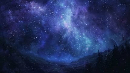 Fototapeta premium Mystical winter night with cosmic elements background