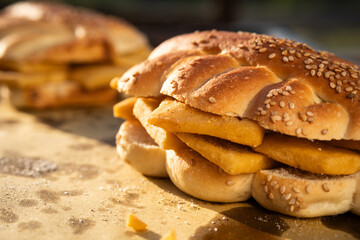 Panelle sandwich bread is a traditional street food from sicily italy 