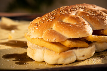 Panelle sandwich bread is a traditional street food from sicily italy 