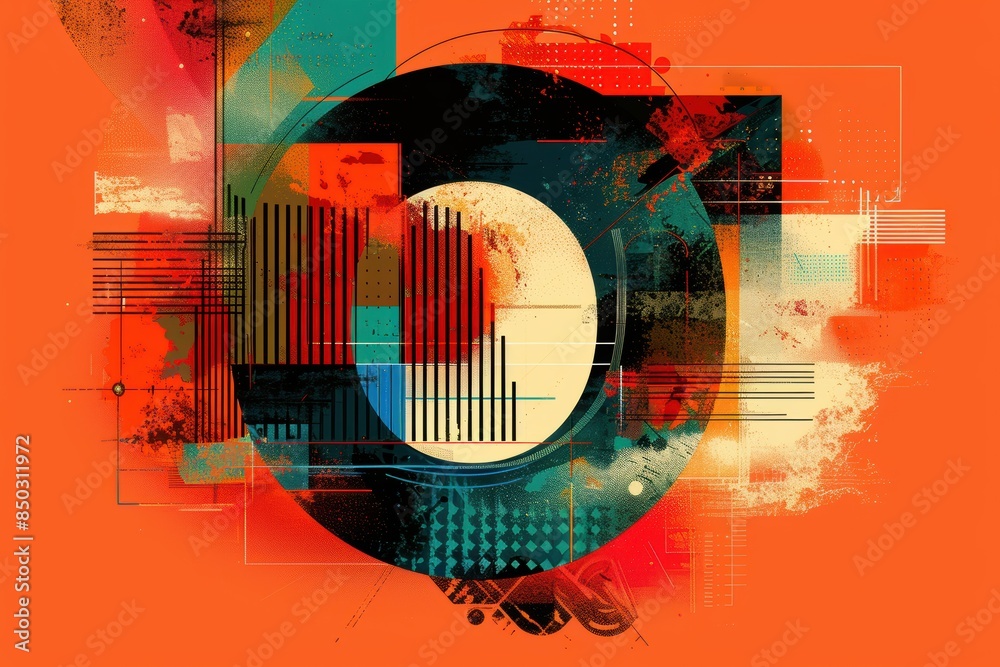 Fototapete an abstract and modern illustration of the letter o using geometric shapes and vibrant colors to cre