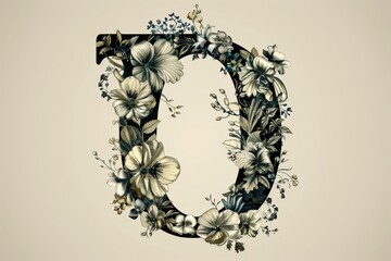 A stylized illustration of the letter O incorporating floral elements and intricate details adding a touch of elegance and sophistication to any design.