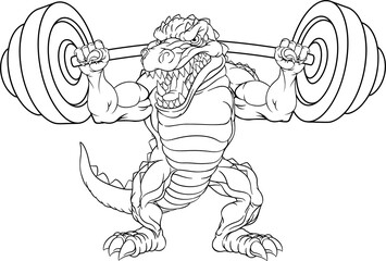 Alligator Crocodile Dinosaur Weight Lifting Mascot © Christos Georghiou