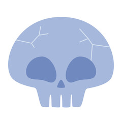 Cracked skull in flat style. Halloween design element.