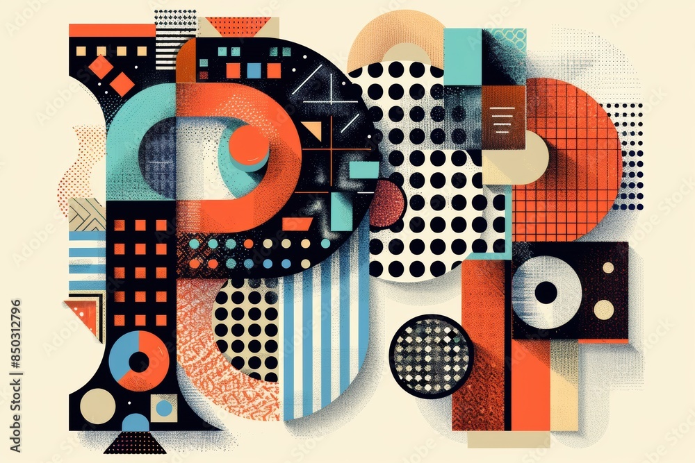 Fototapete an abstract illustration of the letter p with geometric shapes and patterns creating a modern and st