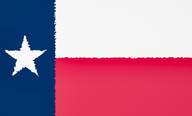 Texas flag abstract colored. Rough lines, painted style. Country, travel, tourism, government, nation, Texan culture.