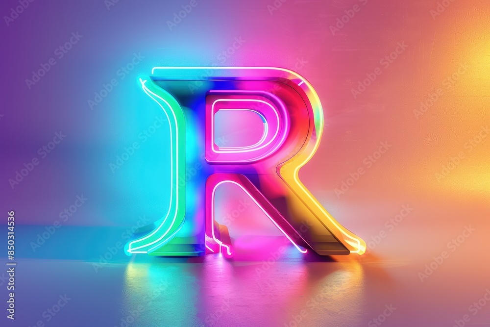 Fototapete a vibrant and colorful illustration of the letter r with a rainbow gradient and playful typography i