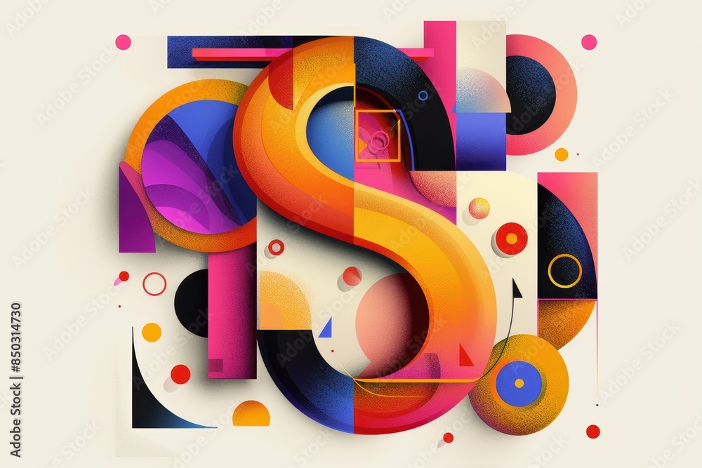 Fototapete an abstract illustration of the letter s with geometric shapes and vibrant colors creating a dynamic