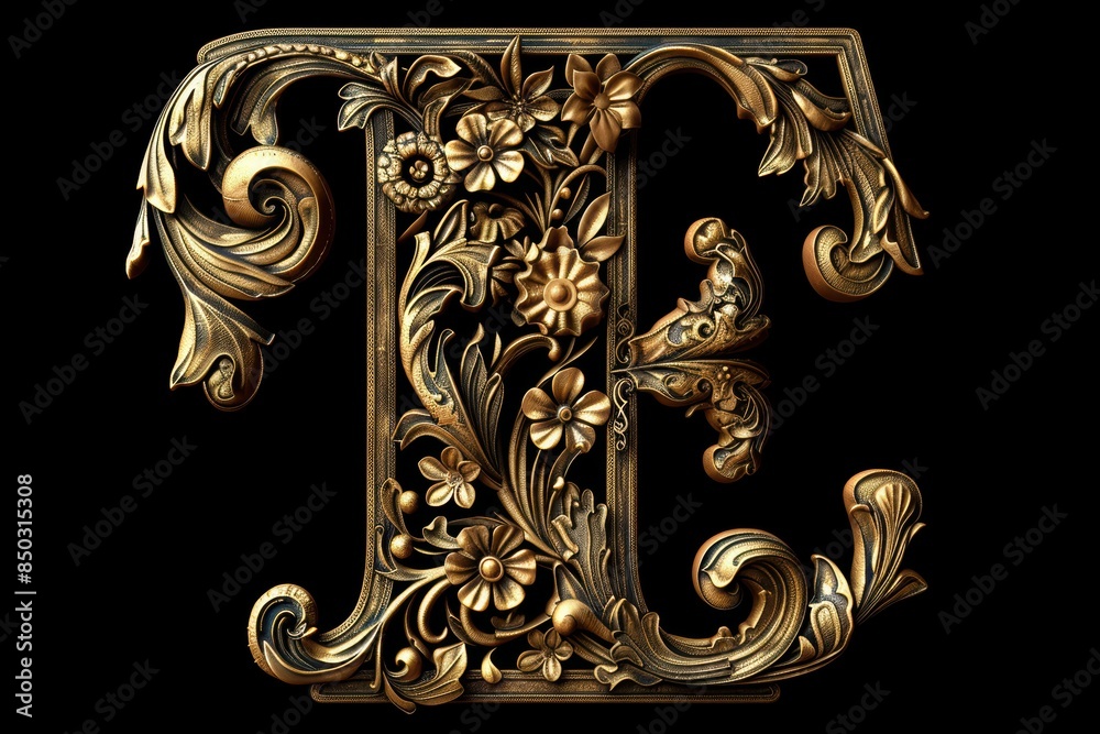 Fototapete a decorative illustration of the letter t embellished with intricate details and ornamental elements