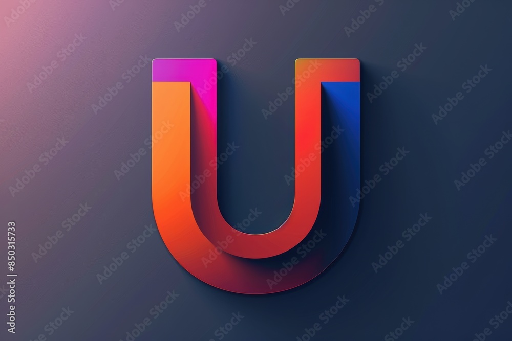 Fototapete a modern and sleek illustration of the letter u with clean lines and a minimalist design ideal for c