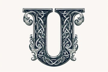 An intricate and detailed illustration of the letter U featuring Celtic-inspired patterns and motifs adding a touch of mystique and folklore to your designs.