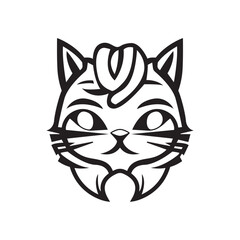 Cat mascot vector logo vector black and white