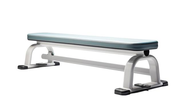 White And Blue Flat Weight Bench For Home Gym Workouts