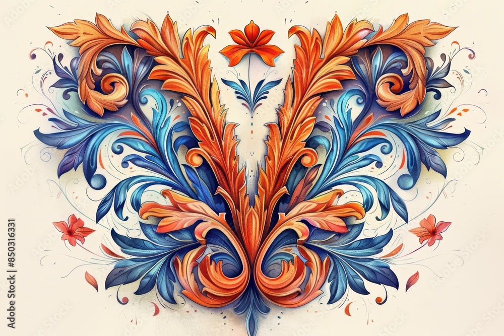 Fototapete a stylized illustration of the letter v surrounded by intricate patterns and designs creating a visu