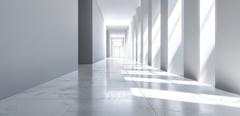 Obraz premium A square hallway with gray and white walls