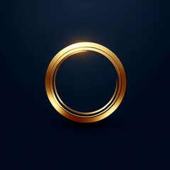 A shiny gold circular ring, possibly jewelry or a decorative metallic object isolated black background