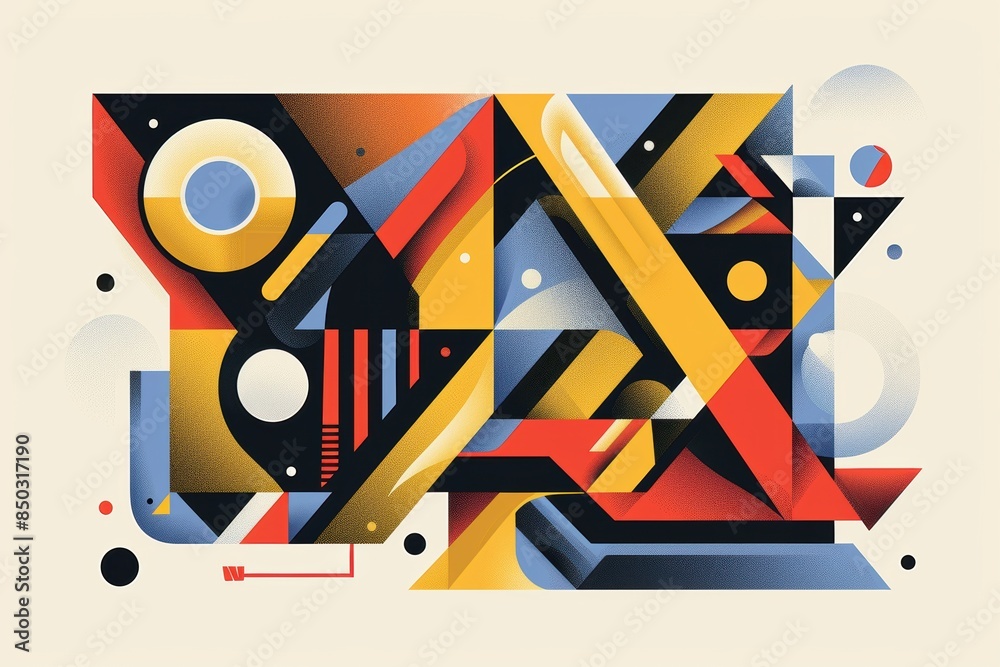 Fototapete an abstract illustration of the letter w with geometric shapes and bold colors creating a striking a
