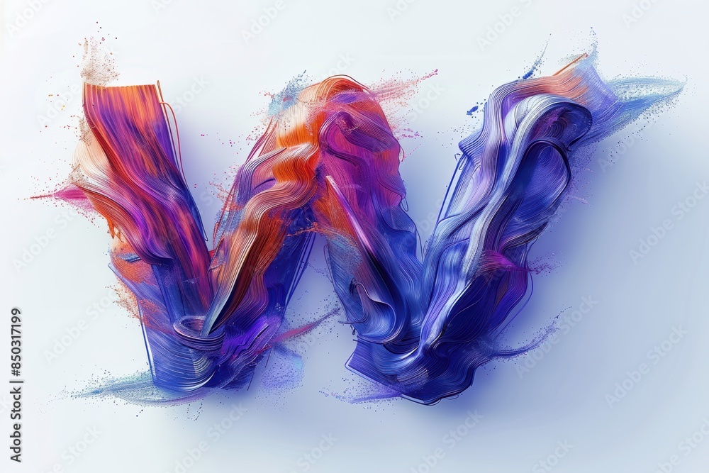 Fototapete an artistic illustration of the letter w with each stroke designed to convey a sense of motion and e