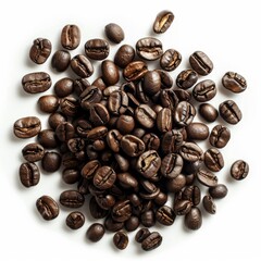 A Pile of Coffee Beans on a White Background