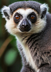 Obraz premium Stunning Cute Black And White Sifaka Lemur Scouting Thru The Forest 300 PPI High Resolution Image