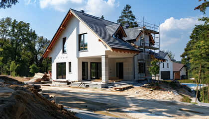 Projet de  belle maison moderne en phase de construction de rénovation et d'aménagement