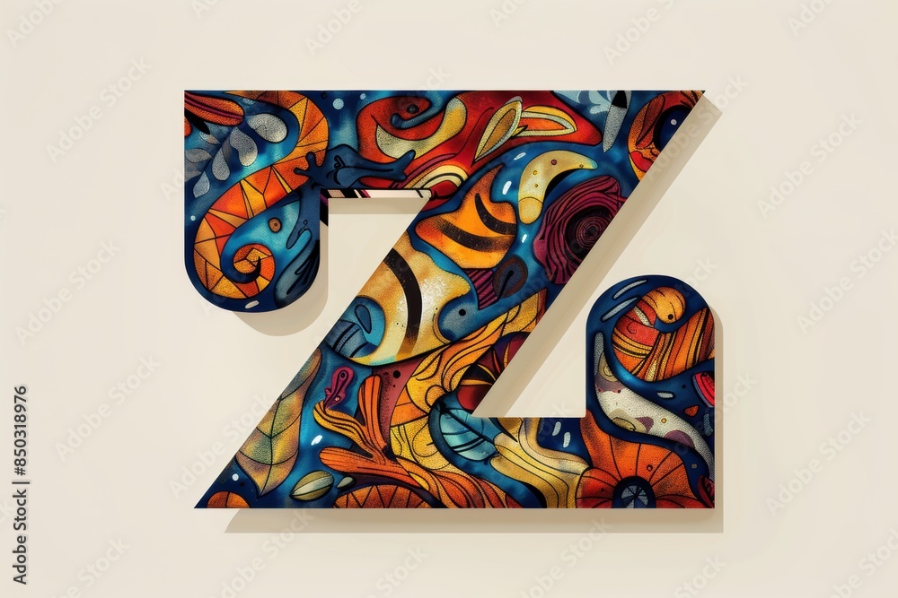 Fototapete a playful illustration of the letter z with each stroke forming a unique pattern or design. this ill