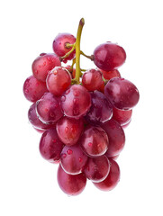 Fototapeta premium Fresh red grapes with water droplets, isolated on white background. Perfect for health, diet, nutrition, and fruit-related concepts.