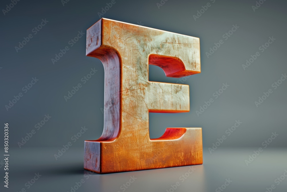 Fototapete a 3d illustration of the letter e with realistic shading and a dynamic perspective.