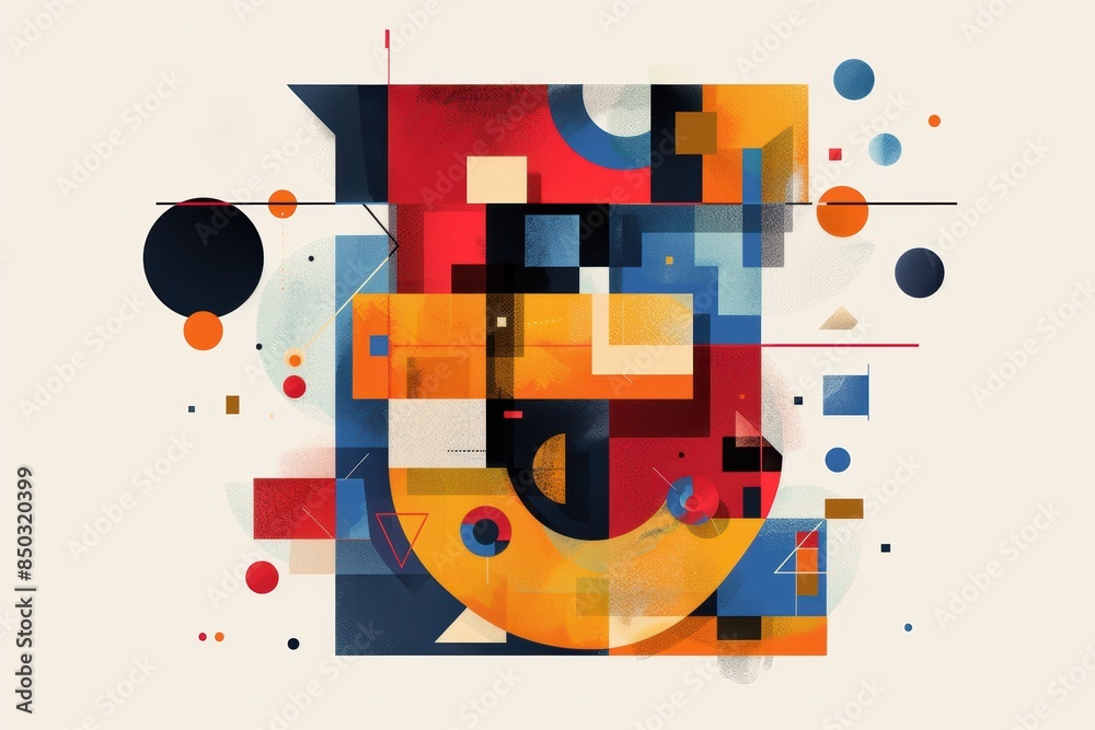Fototapete An abstract illustration of the letter E using geometric shapes and bold colors to create a striking visual.
