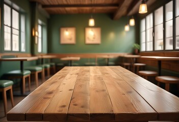 Blurred cafe interior with warm lighting and cozy atmosphere