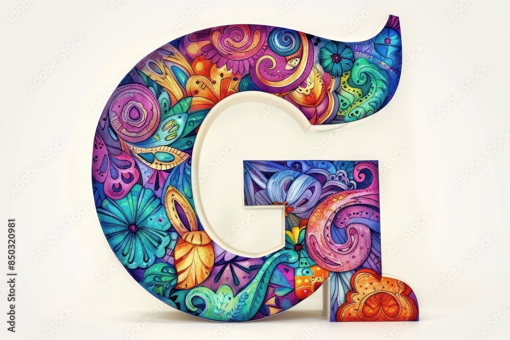 Fototapete a colorful illustration featuring the letter g in a bold artistic style. the letter stands out with 