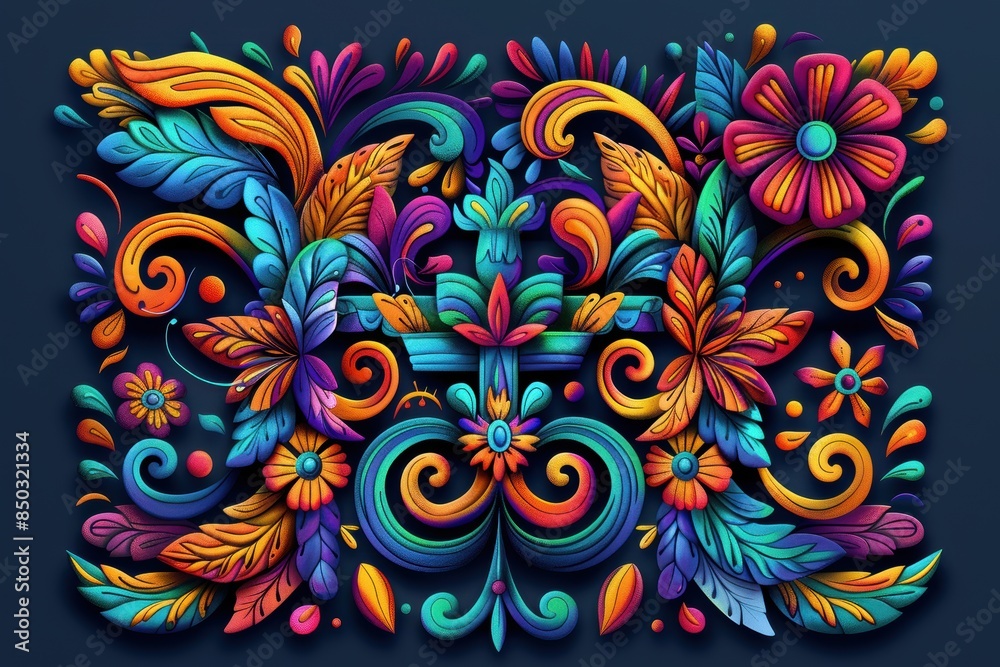Fototapete an artistic representation of the letter h with intricate patterns and bold colors creating a visual