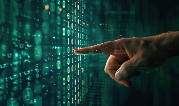 A hand is pointing at the Bhiner ki code on a green screen - Powered by Adobe