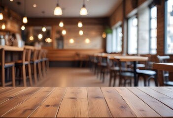 Blurred cafe interior with warm lighting and cozy atmosphere
