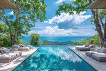 Obraz premium Luxury villa and outdoor swimming pool