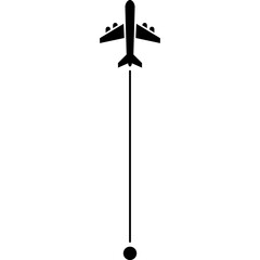 Fototapeta premium Airplane Path Way. Flight Route From a Waypoint. Vector Icon