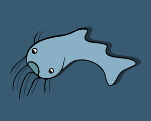 Vector isolated illustration of cartoon catfish.