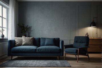 Dark modern interior design, template, copy space.